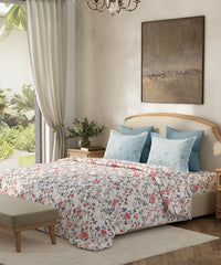 Home Essential King Bedsheet Set,Ditsy Bell Pink| 144TC Cotton| 2 Pillow Covers