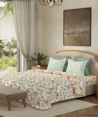 Home Essential King Bedsheet Set,Ditsy Bell Red| 144TC Cotton| 2 Pillow Covers
