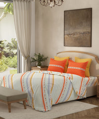 Home Essential King Bedsheet Set,Pop Art Orange| 144TC Cotton| 2 Pillow Covers