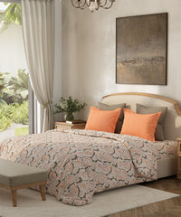 Home Essential King Bedsheet Set,Roohani Grey| 144TC Cotton| 2 Pillow Covers