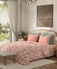 Home Essential King Bedsheet Set,Roohani Red| 144TC Cotton| 2 Pillow Covers