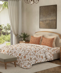 Home Essential King Bedsheet Set,Spring Jacobean Brown| 144TC Cotton| 2 Pillow Covers
