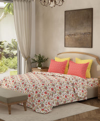 Home Essential King Bedsheet Set,Sunheri Red| 144TC Cotton| 2 Pillow Covers