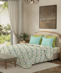 Home Essential King Bedsheet Set,Sunheri Teal| 144TC Cotton| 2 Pillow Covers