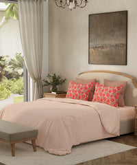 Home Essential King Bedsheet Set,Urban Petals Red| 144TC Cotton| 2 Pillow Covers