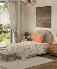Home Essential Single Bedsheet Set, Roohani Grey|144 TC Cotton|1 Pillow cover