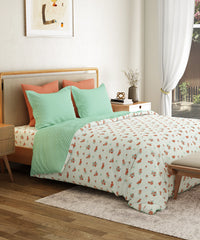 Everyday Printed King Bedsheet Set, Little Bloom Green| 120TC Cotton| 2 Pillow covers