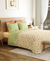 Everyday Printed King Bedsheet Set, Little Bloom Yellow| 120TC Cotton| 2 Pillow covers