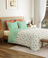 Everyday Printed Double Bedsheet Set, Little Bloom Green| 120TC Cotton | 2 Pillow covers