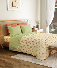 Everyday Printed Double Bedsheet Set, Little Bloom Yellow| 120TC Cotton| 2 Pillow covers