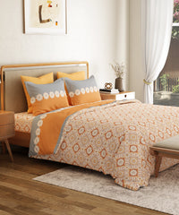 Everyday Printed Double Bedsheet Set, Meadow Brown| 120TC Cotton|2 Pillow covers