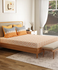 Everyday Printed Double Bedsheet Set, Meadow Brown| 120TC Cotton|2 Pillow covers