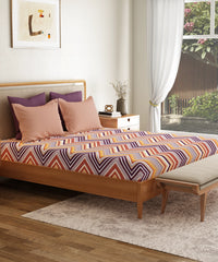 Everyday Printed Double Bedsheet Set, Wave Purple| 120TC Cotton| 2 Pillow covers