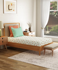 Everyday Printed Single Bedsheet Set, Little Bloom Green| 120TC Cotton| 1 Pillow cover