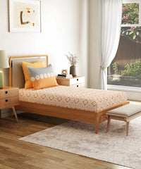 Everyday Printed Single Bedsheet Set, Meadow Brown| 120TC Cotton| 1 Pillow cover