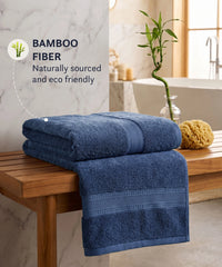 Cotton Bamboo 1 Pc Bath Towel, Yale Blue| 600 GSM