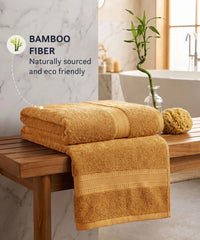 Cotton Bamboo 1 Pc Bath Towel, Yellow| 600 GSM