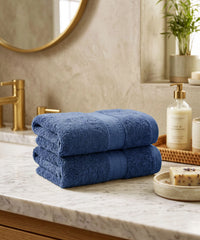 Cotton Bamboo 2 Pc Hand Towel, Yale Blue | 600 GSM