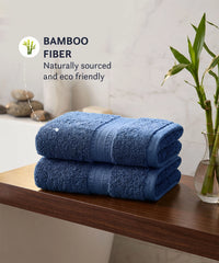 Cotton Bamboo 2 Pc Hand Towel, Yale Blue | 600 GSM