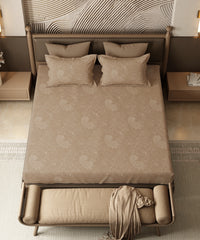 Home Essential Pastel Poetry King Bedsheet set, Antra Roast|144TC Cotton| 2 Pillow Covers