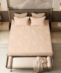 Home Essential Pastel Poetry King Bedsheet set, Antra Salmon|144TC Cotton| 2 Pillow Covers