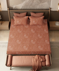 Home Essential Pastel Poetry King Bedsheet set, Antra Seinna|144TC Cotton| 2 Pillow Covers