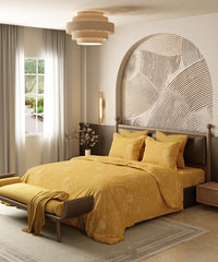 Home Essential Pastel Poetry King Bedsheet Set, Antra Sun|144TC Cotton| 2 Pillow Covers