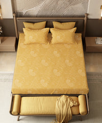 Home Essential Pastel Poetry King Bedsheet set, Antra Sun|144TC Cotton| 2 Pillow Covers