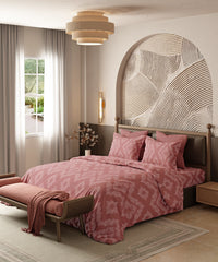 Home Essential Pastel Poetry King Bedsheet Set, Sanjh Berry|144TC Cotton| 2 Pillow Covers