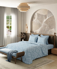 Home Essential Pastel Poetry King Bedsheet Set,Sanjh Sky|144TC Cotton| 2 Pillow Covers