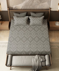 Home Essential Pastel Poetry King Bedsheet set,Sanjh Steel|144TC Cotton| 2 Pillow Covers