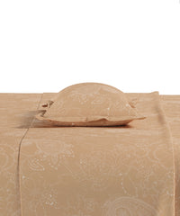 Home Essential Pastel Poetry King Fitted Bedsheet, Antra Amber|144TC Cotton| 2 Pillow Covers