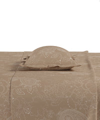 Home Essential Pastel Poetry King Fitted Bedsheet, Antra Roast|144TC Cotton| 2 Pillow Covers