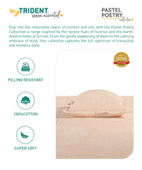 Home Essential Pastel Poetry King Fitted Bedsheet, Antra Salmon |144TC Cotton| 2 Pillow Covers