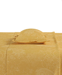 Home Essential Pastel Poetry King Fitted Bedsheet, Antra Sun |144TC Cotton| 2 Pillow Covers