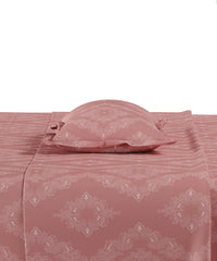 Home Essential Pastel Poetry King Fitted Bedsheet, Sanjh Berry|144TC Cotton| 2 Pillow Covers