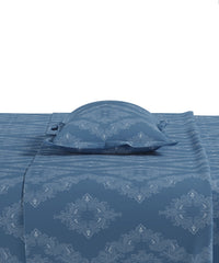 Home Essential Pastel Poetry King Fitted Bedsheet, Sanjh Denim|144TC Cotton| 2 Pillow Covers