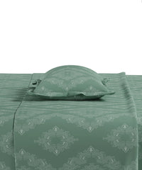 Home Essential Pastel Poetry King Fitted Bedsheet, Sanjh Jade|144TC Cotton| 2 Pillow Covers
