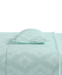 Home Essential Pastel Poetry King Fitted Bedsheet, Sanjh Mist|144TC Cotton| 2 Pillow Covers