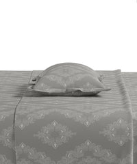Home Essential Pastel Poetry King Fitted Bedsheet, Sanjh Steel|144TC Cotton| 2 Pillow Covers