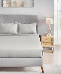 Classic Style me Solid King Bedsheet Set, Snow Flake| 210TC Cotton| 2 Pillow Covers
