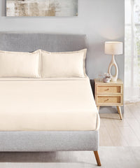 Classic Style me Solid King Bedsheet Set, Pearled Ivory| 210TC Cotton| 2 Pillow Covers