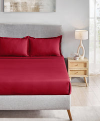 Classic Style me Solid King Bedsheet Set, Blaze | 210TC Cotton| 2 Pillow Covers