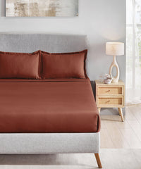 Classic Style me Solid King Bedsheet Set, Ember | 210TC Cotton| 2 Pillow Covers