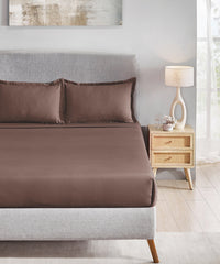 Classic Style me Solid King Bedsheet Set, Biscotti | 210TC Cotton| 2 Pillow Covers