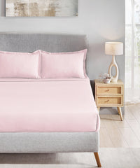 Classic Style me Solid King Bedsheet Set, Peony | 210TC Cotton| 2 Pillow Covers