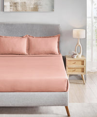 Classic Style me Solid King Bedsheet Set, Papaya | 210TC Cotton| 2 Pillow Covers