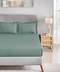 Classic Style me Solid King Bedsheet Set, Cedar | 210TC Cotton| 2 Pillow Covers