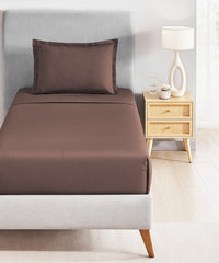 Classic Style me Solid Single Bedsheet Set, Biscotti| 210TC Cotton | 1 Pillow Cover