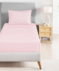 Classic Style me Solid Single Bedsheet Set, Peony| 210TC Cotton | 1 Pillow Cover